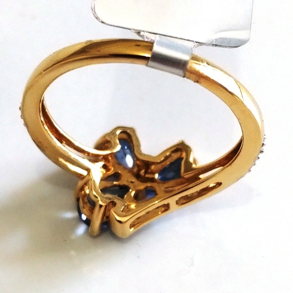 SOLD!! Genuine Sapphire & Diamond Ring 14K Gold - Picture 6 of 7